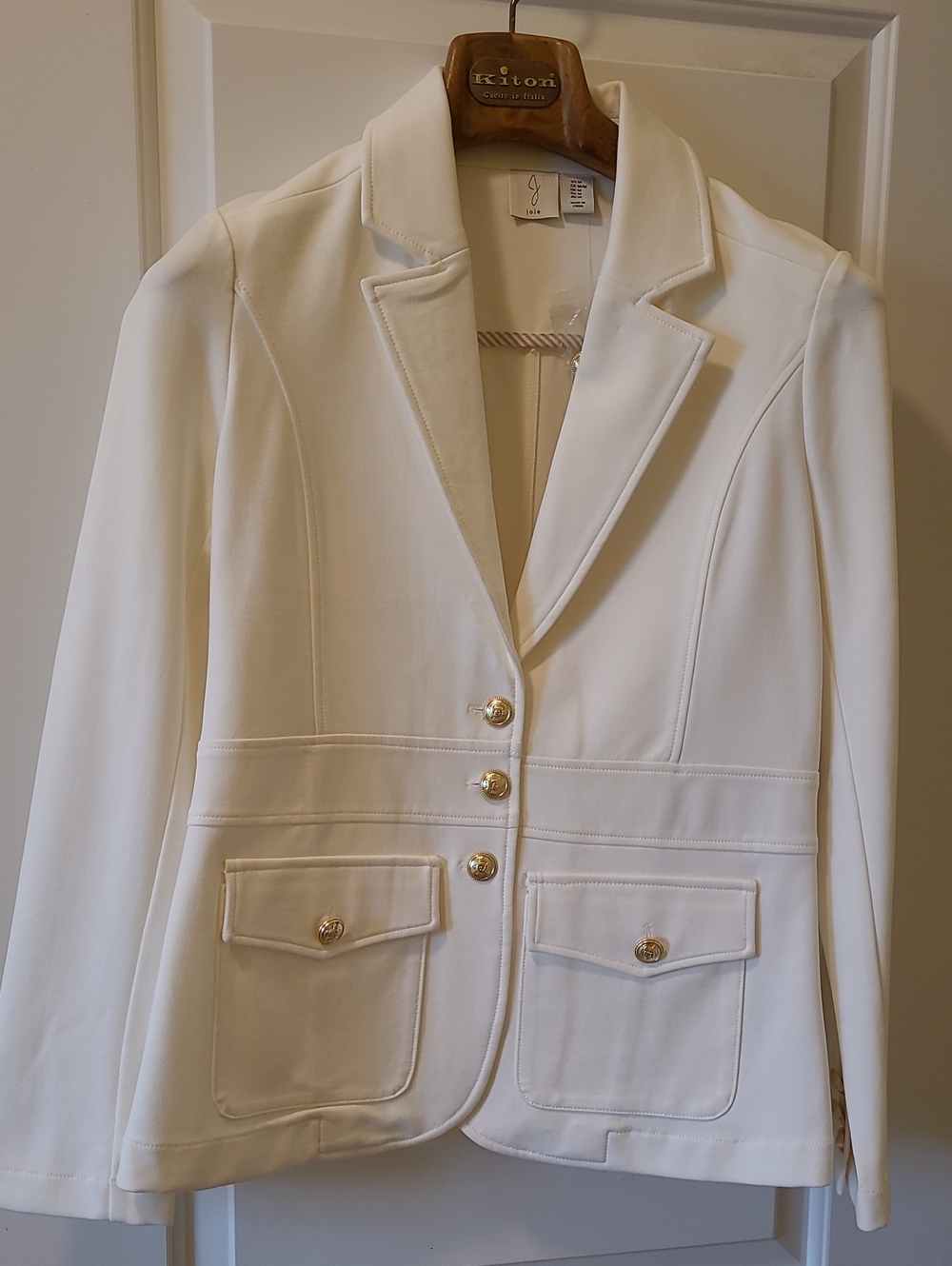 Joie Cream Tailored Women's Blazer with Gold Buttons